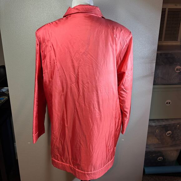 NWT Dennis Basso 100% Silk Jacket Full Zip Salmon Pink Orange Womens 1X QVC - Picture 2 of 8